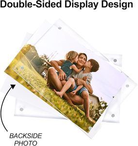 Cadre <span class=keywords><strong>photo</strong></span> magnétique en acrylique épais de qualité supérieure, aimant N52, transparent, double face, protection UV, incassable, bords polis à la flamme, personnalisable - Product Image 3