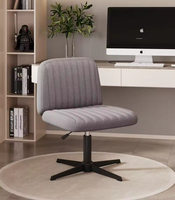 Chaise de bureau d'appoint sans accoudoirs, dossier mi-haut, chaise de bureau à domicile, support lombaire, hauteur réglable, pivotante, ergonomique