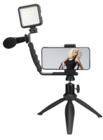 Gros streaming en direct photographie éclairage vlog kit support de trépied de téléphone portable avec lumière LED et microphone