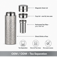 Gobelet isotherme magnétique en titane pur 420 ml avec double couvercle et filtre à thé – Garde au chaud, élégant et moderne, idéal pour le café à emporter pour femme – Qualité supérieure