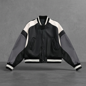 Blouson aviateur en cuir gaufré de haute qualité pour femme avec motif rayé tissé en cuir de vachette respirant - Product Image 3
