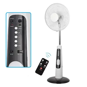 16" 18 Inch Solar AC DC 12V With 32 LED Light Remote Control Charging Fan Floor Fan Rechargeable Stand Fan