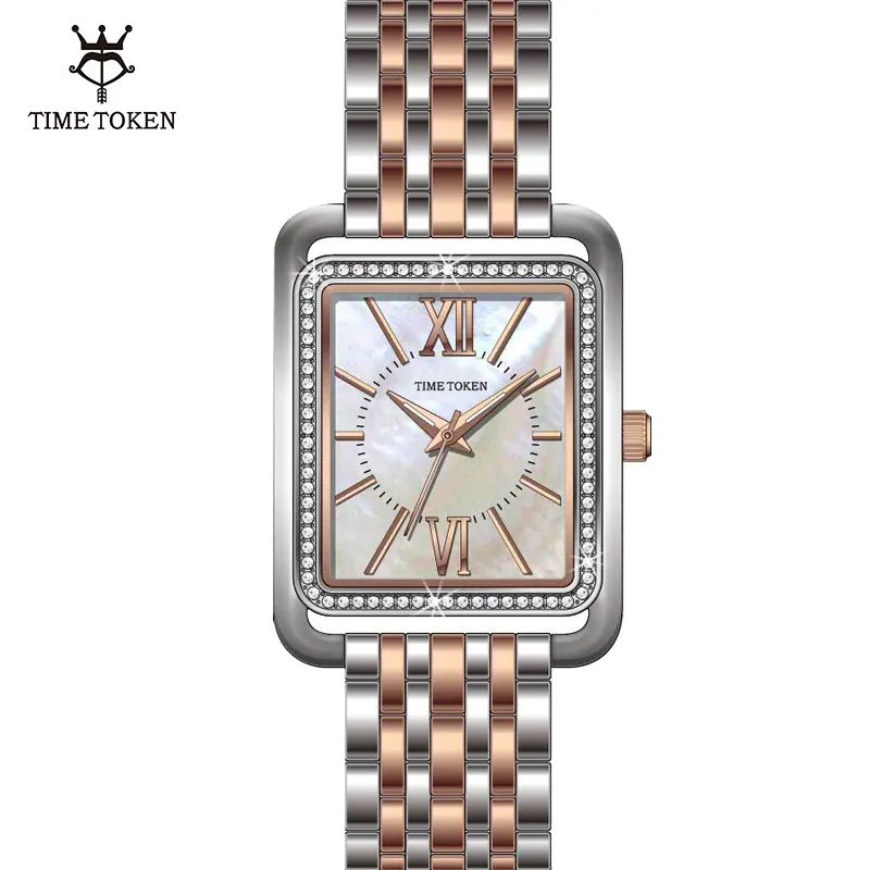 Time Token Custom Simple Luminous Hands Fashion Stainless Steel Wristwatch Women Quartz Ladies Watches