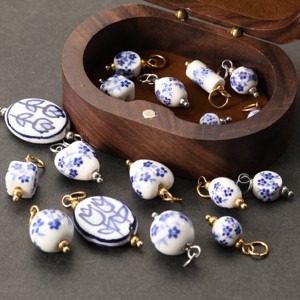 Miễn phí collocation PVD mạ vàng trang sức phụ kiện không thấm nước Hand Painted Flower gốm quyến rũ túi quyến rũ cho Diy sáng tạo - Product Image 5