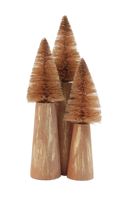Collection Whispering Pines : Ensembles d'arbres de Noël miniatures en plastique faits à la main, Ambre Chaud, Vert Classique, Givré Doré, Scandinave