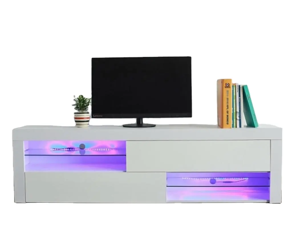 ทีวี LED ทีวีตู้ Rtv Sideboard โทรทัศน์ผนังมันวาวสูง Chipboard ฐานตู้