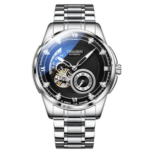 Top Quality Skeleton Mechanical Watch for Men Rotating 316 Stainless Steel Water Resistant Luminous Business Clock