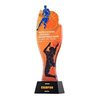 Nouveau Design Or Métal Basketball Badminton Compétitions Sportives Crystal Glass Awards Trophy