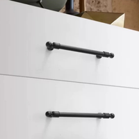 Poignées de meuble en aluminium massif robustes avec embout sphérique noir mat, finition sphérique, barre ronde, quincaillerie de style farmhouse, vente en gros