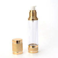 Flacon pompe sans air sous vide avec capuchon doré, logo personnalisable, contenant cosmétique vide pour emballage de sérum, essence, lotion