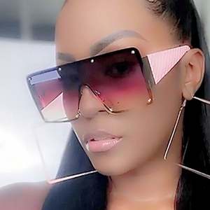 Lunettes de soleil tendance 2025 personnalisées avec logo, sans monture, une pièce, UV400, carrées, surdimensionnées, pour hommes et femmes - Product Image 2