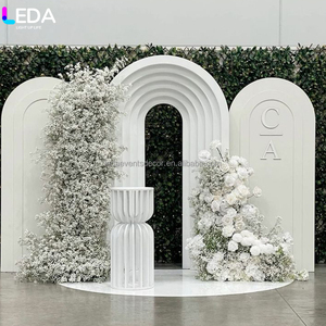 Backdrop Pernikahan Akrilik LEDA Custom Putih Multi-Layer Lengkung Berlampu LED untuk Dekorasi Pernikahan, Ulang Tahun, Pesta Hotel - Product Image 1