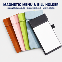 Porte-menu magnétique en cuir PU, bloc-notes, 5 couleurs, logo personnalisé, vente en gros pour restaurants
