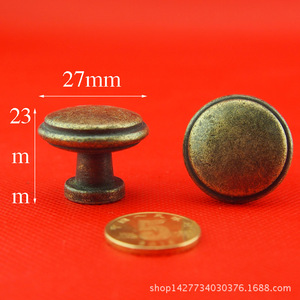 Tirador de cajón rústico de aleación de zinc, pomo redondo de 27 mm para muebles de gabinete - Product Image 1