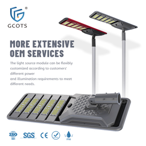 GCOTS Lampadaires solaires tout-en-un pour extérieur, haute luminosité, avec détecteur de mouvement, 40W 60W 80W 100W, étanches IP66 SL-AIO -XC Solar S - Product Image 1
