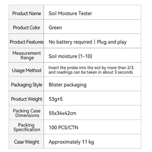 C Medidor de higrómetro de suelo de una sola aguja Medidor de suelo de color verde Detector Jardinería Planta en maceta Prueba húmeda - Product Image 3
