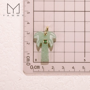 YLY002 Bijoux faits main, pendentifs en pierre de cristal naturel sculpté, mignons en forme de cocotier, breloques en aventurine en forme de palmier pour la création de bijoux DIY - Product Image 5