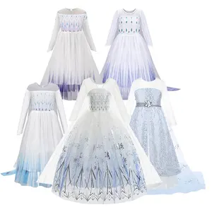 Free Sample Snow Party Dress Princess Costume White Halloween Cosplay Dress Up With Accessories