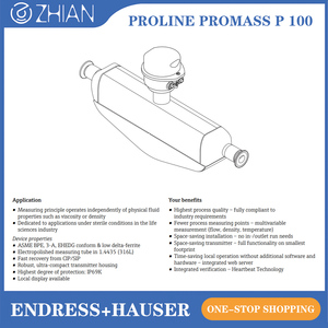 เครื่องวัดอัตราการไหลแบบ Coriolis รุ่น E+H Promass P 100/8P1B สำหรับอุตสาหกรรมชีววิทยา ความแม่นยำสูง พร้อมเซ็นเซอร์วัดความหนาแน่นและอุณหภูมิ - Product Image 6