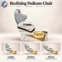Fauteuil de pédicure en marbre de qualité supérieure avec dossier inclinable, vapeur, bain à remous et vidange automatique pour salon de beauté