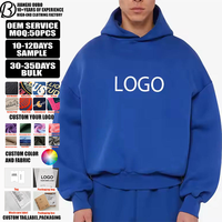 Sweat-shirt à capuche en molleton de coton personnalisé pour homme, lourd, avec logo imprimé sur le devant, pour l'hiver