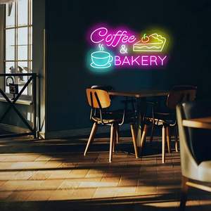 Enseigne au néon <span class=keywords><strong>Café</strong></span> & Pâtisserie, néon Latte Art, enseignes au néon pour bar, décoration murale, LED pour cafés, cuisines et bars à petit-déjeuner - Product Image 2