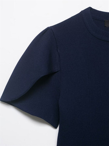 Maglione da Donna Blu con Maniche Corte a Sbuffo Lavorato a <span class=keywords><strong>Maglia</strong></span> - Product Image 2