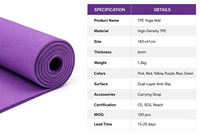 Tapis de yoga NBR extra épais 8 mm 183x61 cm, tapis de gym Pilates anti-déchirure et antidérapant avec lignes d'alignement, impression OEM