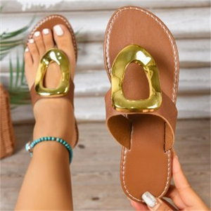 Zapatos de fiesta planos antideslizantes para mujer con hebilla sólida, chanclas de punta redonda para zapatillas, tendencia de moda, accesorio de vestido elegante - Product Image 3