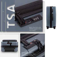 Ensemble de valises à roulettes ABS+PC avec compartiment de rangement, bagage cabine 20 pouces (pour le week-end)