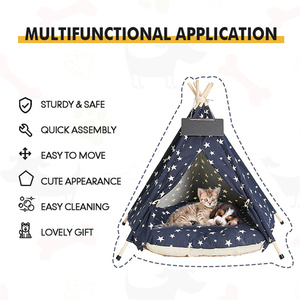 Tente <span class=keywords><strong>Tipi</strong></span> Pliable et Respirante pour Animaux de Compagnie, <span class=keywords><strong>Lit</strong></span> Portable et Durable pour Chats et Chiens, Vente en Gros - Product Image 2