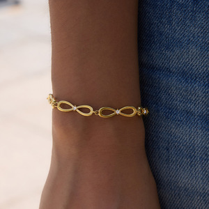 Shiny Stone Gold Jewelry Zircon <b>Bracelets</b> 18k Gold Plated Stainless Steel Handmade <b>White</b> Crystal <b>Bracelet</b> Set for Women - Product Image 6
