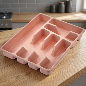 CATEEM MRD402 Rose Gold Eco-Friendly Large Plastic Multifunction Cutlery Holder <b>Organizer</b> for <b>Kitchen</b> Storage Rack - Product Image 3