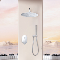 Ensemble de douche de luxe moderne en chrome à montage au plafond, avec mitigeur thermostatique 2 voies encastré, pour eau froide, idéal pour hôtel