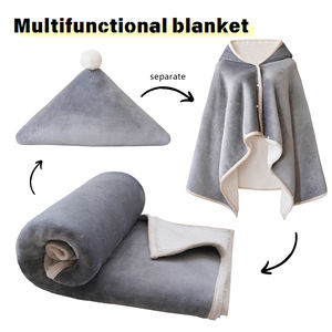 Confortable maison chaud gros doux flanelle <span class=keywords><strong>polaire</strong></span> vêtements de <span class=keywords><strong>d</strong></span>étente en peluche portable à capuche TV couverture Wrap jeter <span class=keywords><strong>Cape</strong></span> - Product Image 3