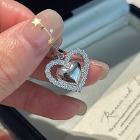 Pendentif en argent sterling S925, cadeau de fiançailles et de mariage, en forme de cœur, avec strass, plaqué rhodium, luxueux, élégant, vintage, brillant