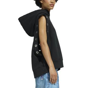 Sudadera con Capucha Negra sin Mangas de Diseño Personalizado para Mujer, de Lujo, Corte Holgado, Hombros Caídos, de Algodón French Terry, Estilo Oversize Streetwear - Product Image 2