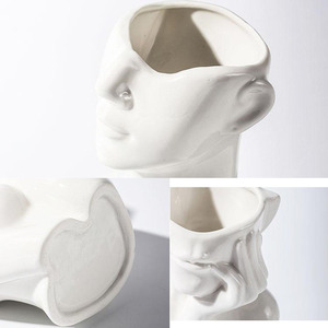 Mini vasi per candele corpo femminile argilla floreale <span class=keywords><strong>vaso</strong></span> per il viso in ceramica rustica vasi in ceramica per il viso della donna per il pezzo del centro di nozze - Product Image 6