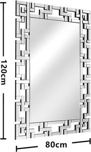 Modern European Living Room Wooden Decorative <b>Silver</b> Square <b>Wall</b> <b>Mirror</b> 4mm Thick Large Luxury Console USB Light Hanging - Product Image 4