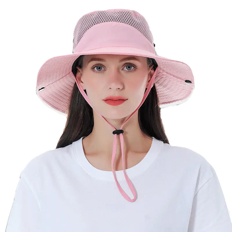 Kualitas Tinggi Outdoor Hiking Petualangan Safari Hat Lebar Brim Pria Wanita Fisherman Topi Custom Topi Ember dengan Tali