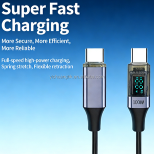 Cable de Datos Tipo-C con Pantalla Digital, Carga Rápida PD100W, Material PVC, Carga Inteligente de 60W, Corriente Visible, Cobre Puro - Product Image 5
