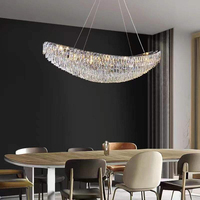 Lustre en cristal en forme de croissant, design artistique moderne et luxueux, luminaire suspendu pour salon, villa, lampe suspendue créative, décoration intérieure