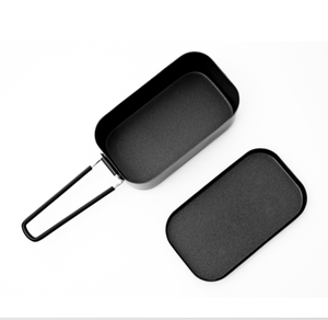 High Quality Portable Twin Colors Silver Outside Black PTFE Non-stick Coated Inside Aluminium Mess Tin Lunch <b>Box</b> - Product Image 5