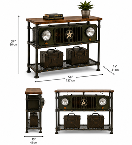 Antique Metal Frame <b>Console</b> <b>Table</b> with Wood Top for Living Room Entryway <b>Storage</b> Durable Easy Assembly Home Furniture - Product Image 2