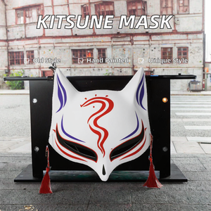 Máscara de Zorro Kitsune <span class=keywords><strong>para</strong></span> Fiesta de Halloween, Cosplay, Kabuki Japonés, Mascarada Tradicional, PVC, Impresión UV, Pintado a Mano, <span class=keywords><strong>Mariposa</strong></span> - Product Image 2