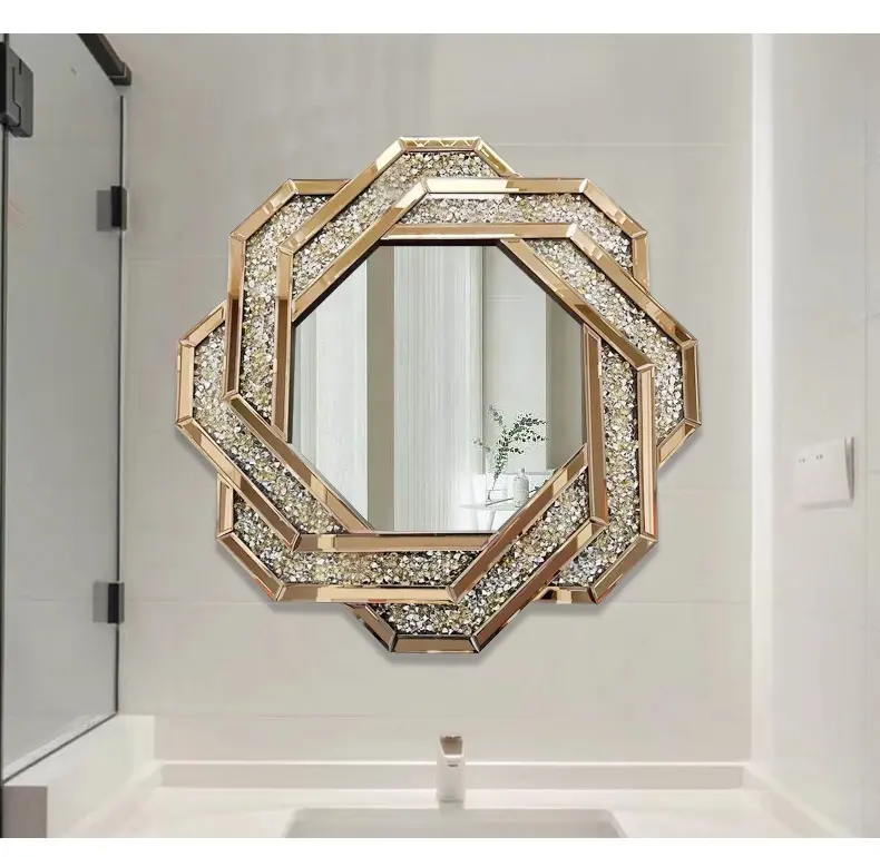 Espejo de pared decorativo veneciano de estilo francés, cristal completo