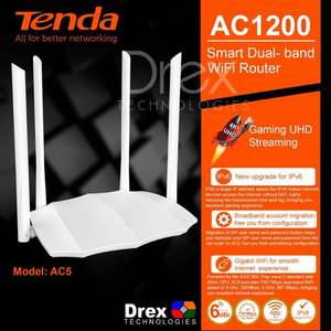 เราเตอร์ <span class=keywords><strong>Tenda</strong></span> AC5S กำลังส่งสูง AC1200 แบบดูอัลแบนด์ 2.4G 5G ไร้สาย พร้อมพอร์ต RJ45 ติดผนัง 4 เสาอากาศ สำหรับบ้าน ระบบสมาร์ท รับประกัน 12 เดือน - Product Image 4
