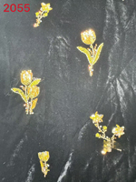 Fond en velours petites fleurs + tissu à paillettes Cheongsam brodé de paillettes colorées