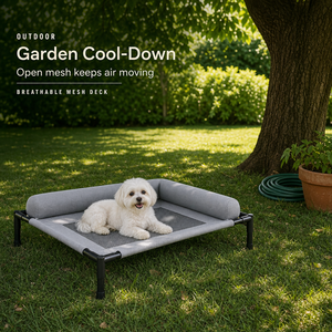 Living Room Pet Cot Small Puppy Sleeping <b>Bed</b> Summer Airflow Weave Mesh Cat Nest with <b>Headrest</b> Bolster Raised Frame - Product Image 6