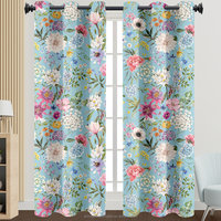 Rideaux de style campagnard français à fleurs colorées, rideaux de fenêtre filtrant la lumière, style botanique, œillets en haut, 2 panneaux pour salons